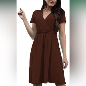 Women's Spring Summer Short Sleeve Casual Dresses V-Neck Floral Party Dress